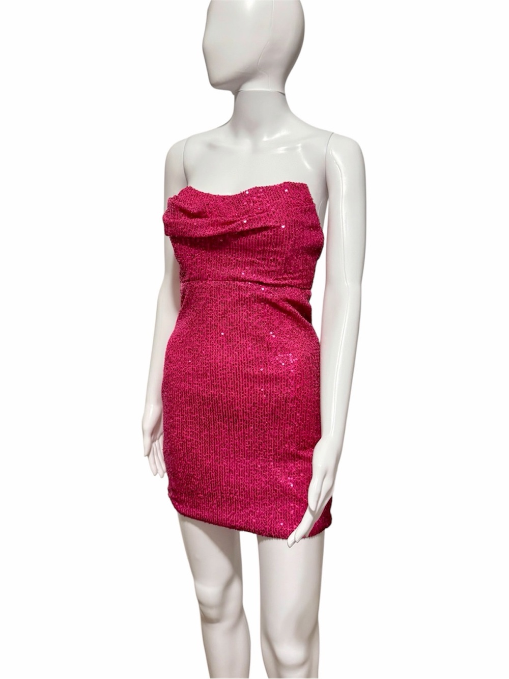 Alice Elle Hot Pink Sequin Mini Strapless Dress Sz 8